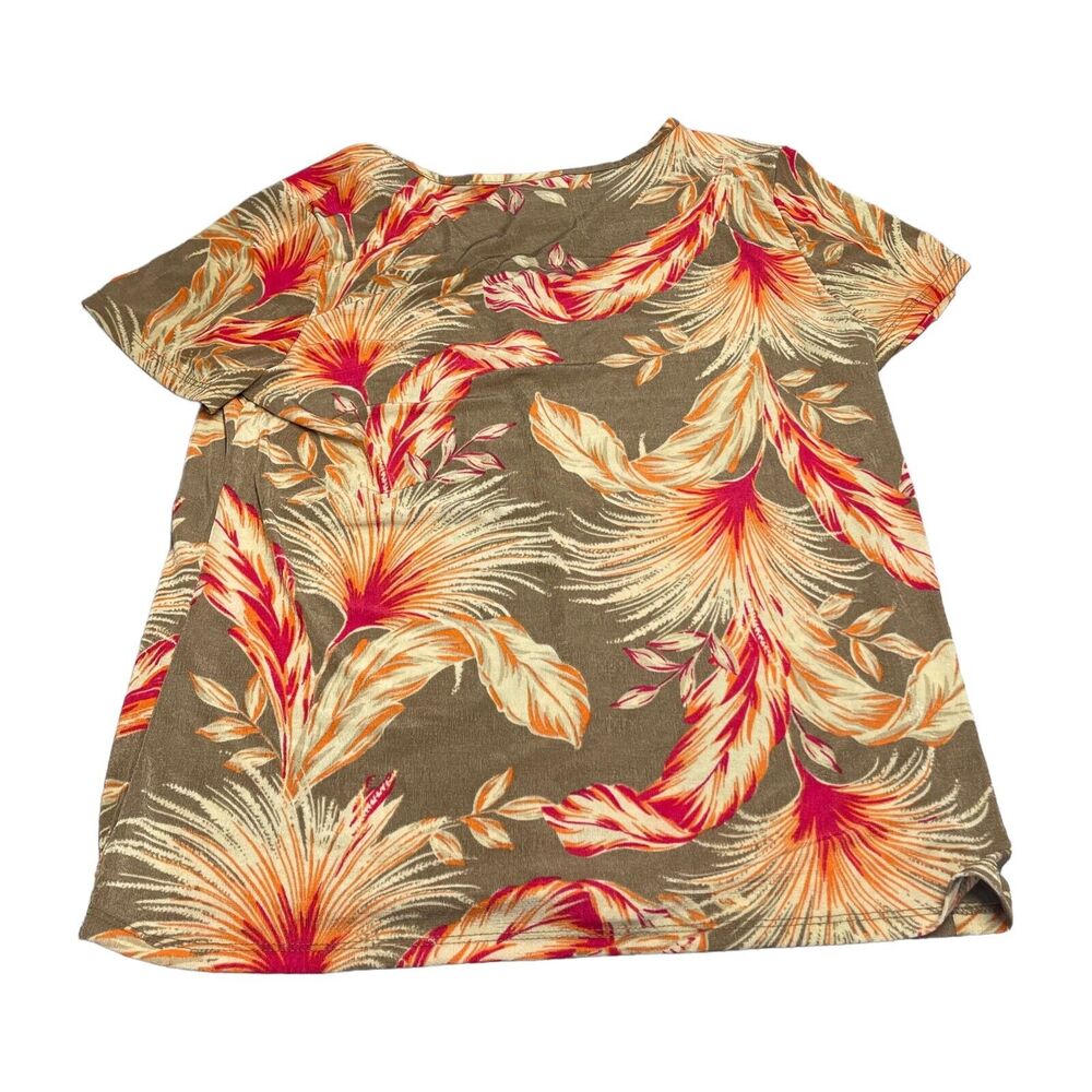 Jaclyn Smith T-Shirt Women's Large Multicolor Floral Stretch V-Neck Short Sleeve - Picture 2 of 8